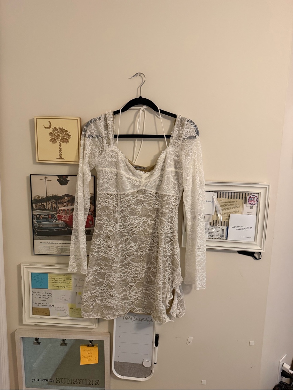 Princess Polly White Lace Long Sleeve Mini Dress size 10